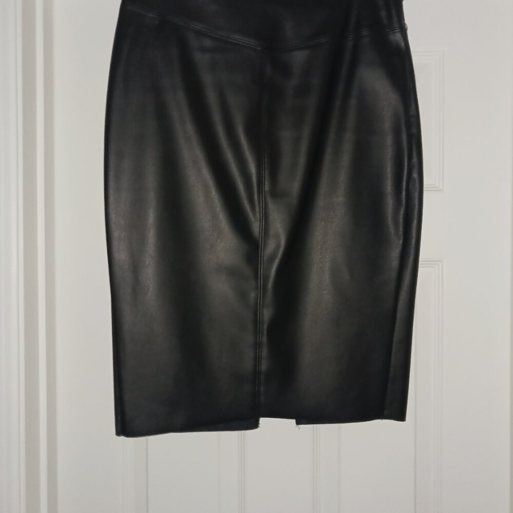 Faux leather knee length pencil skirt